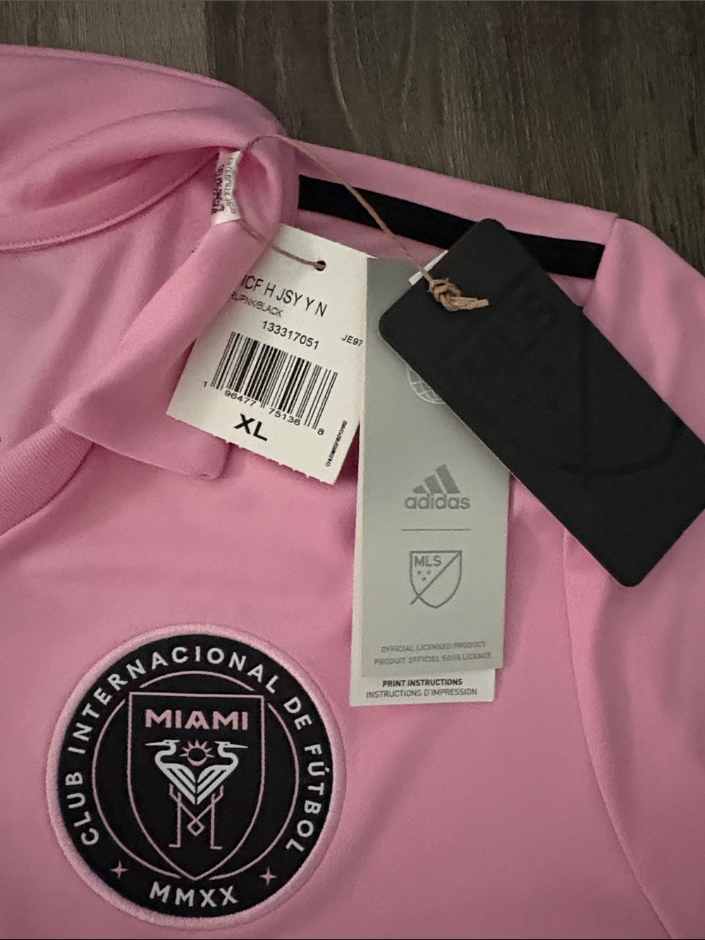 Messi Adidas Inter Miami Pink Soccer Jersey with Black Accents - Picture 2 of 3